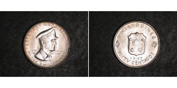 50 Centavo Philippines Argent Douglas MacArthur (1880 - 1964) 