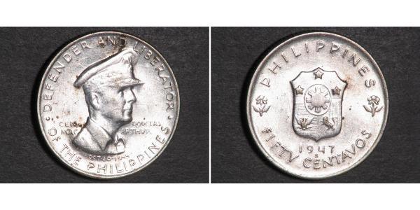 50 Centavo Philippines Argent Douglas MacArthur (1880 - 1964) 