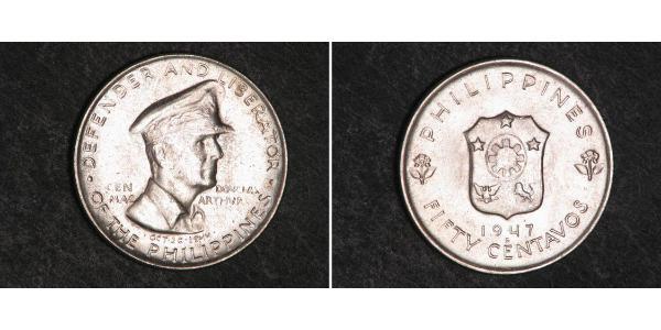 50 Centavo Philippines Argent Douglas MacArthur (1880 - 1964) 