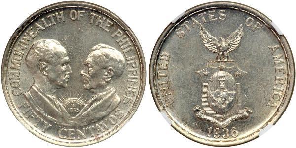 50 Centavo Philippines Argent 