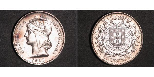 50 Centavo Première République portugaise (1910 - 1926) Argent 