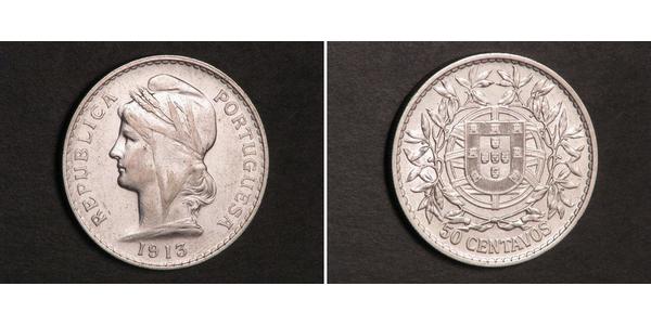 50 Centavo Première République portugaise (1910 - 1926) Argent 