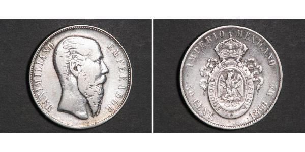 50 Centavo Second Empire mexicain (1864 - 1867) Argent Maximilian I of Mexico (1832 - 1867)