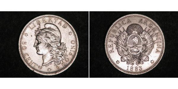 50 Centavo Argentina (1861 - ) Argento 