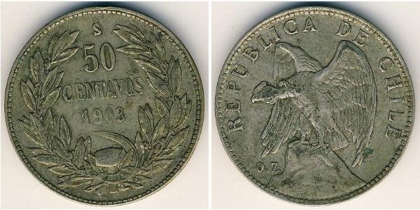 50 Centavo Cile Argento 