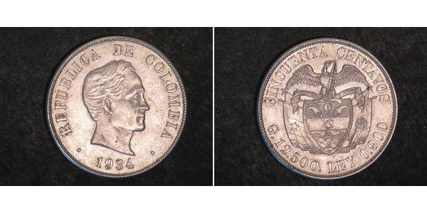 50 Centavo Colombia (1886 - ) Argento 