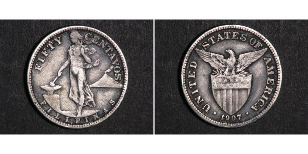 50 Centavo Filippine Argento 