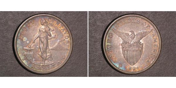 50 Centavo Filippine Argento 