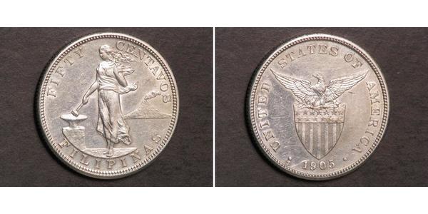 50 Centavo Filippine Argento 
