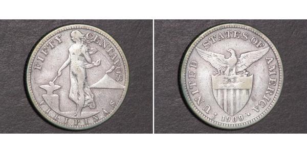50 Centavo Filippine Argento 