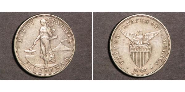 50 Centavo Filippine Argento 