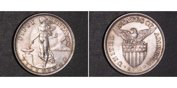 50 Centavo Filippine Argento 