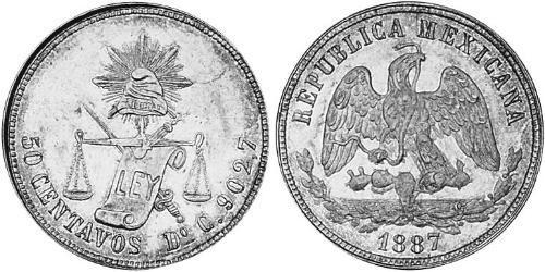 50 Centavo Messico (1867 - ) Argento 