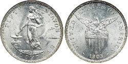 50 Centavo Filippine Argento 