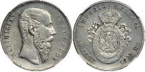 50 Centavo Secondo Impero Messicano (1864 - 1867) Argento Maximilian I of Mexico (1832 - 1867)