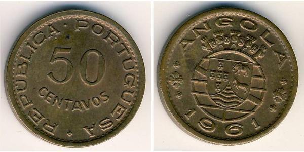 50 Centavo Portuguese Angola (1575-1975) Bronce 