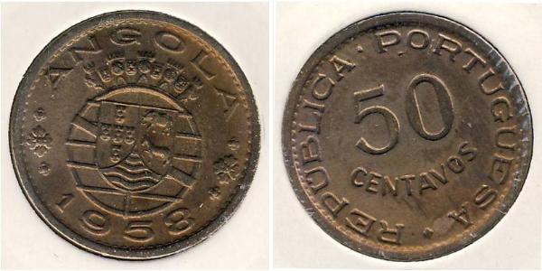 50 Centavo Portuguese Angola (1575-1975) Bronze 