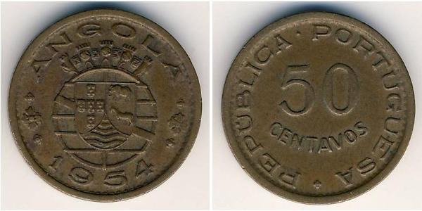 50 Centavo Portuguese Angola (1575-1975) Bronze 
