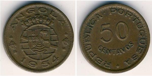 50 Centavo Portuguese Angola (1575-1975) Bronze 