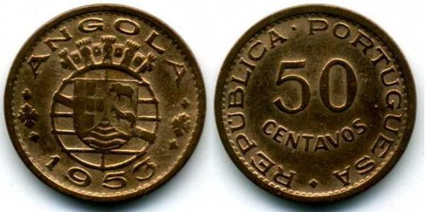 50 Centavo Portugal / Portuguese Angola (1575-1975) Bronze 