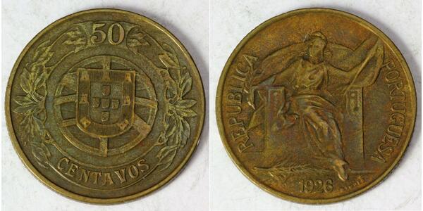 50 Centavo First Portuguese Republic (1910 - 1926) Bronze/Aluminium 