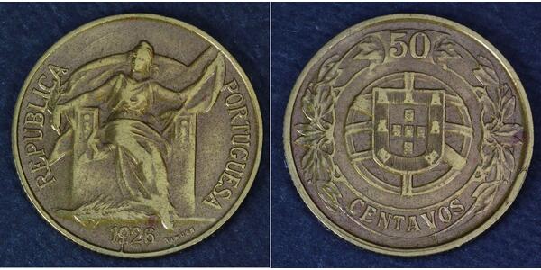 50 Centavo Première République portugaise (1910 - 1926) Bronze/Aluminium 