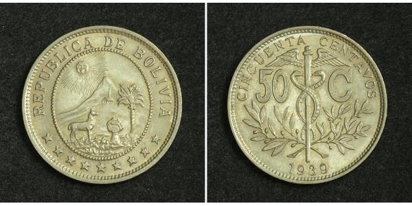 50 Centavo Plurinational State of Bolivia (1825 - ) Copper 