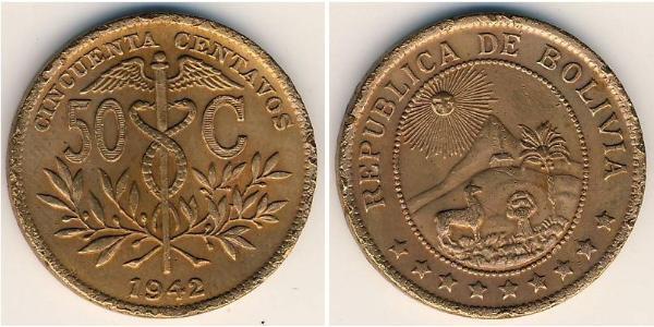 50 Centavo Plurinational State of Bolivia (1825 - ) Copper 