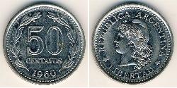 50 Centavo República Argentina (1861 - ) Níquel/Acero 