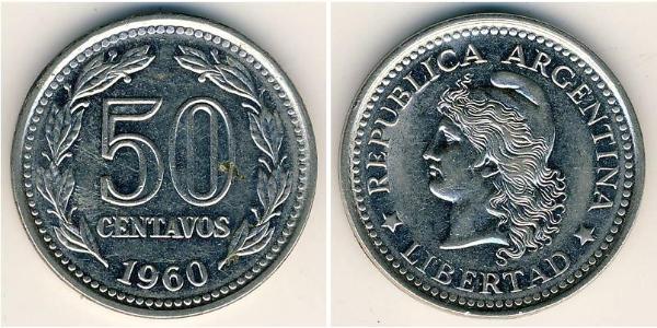 50 Centavo República Argentina (1861 - ) Níquel/Acero 