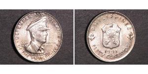 50 Centavo Filipinas Plata Douglas MacArthur (1880 - 1964) 