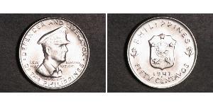 50 Centavo Filipinas Plata Douglas MacArthur (1880 - 1964) 