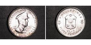 50 Centavo Filipinas Plata Douglas MacArthur (1880 - 1964) 