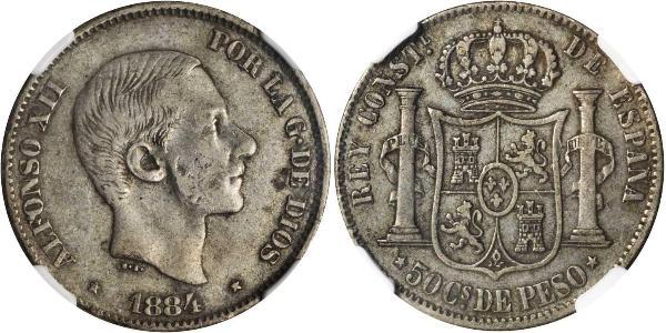 50 Centavo Filipinas Plata 