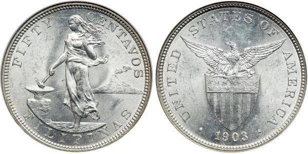 50 Centavo Filipinas Plata 