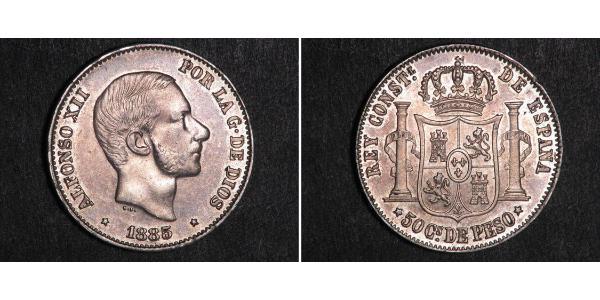 50 Centavo Filipinas Plata 
