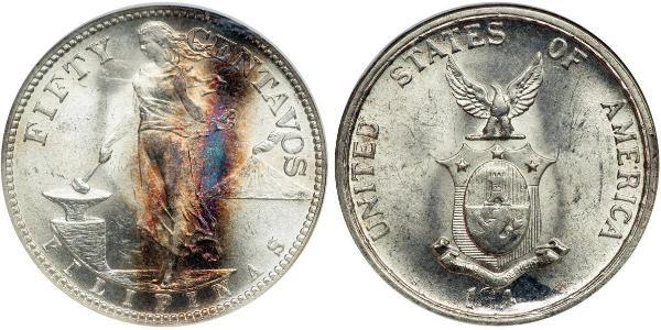 50 Centavo Filipinas Plata 