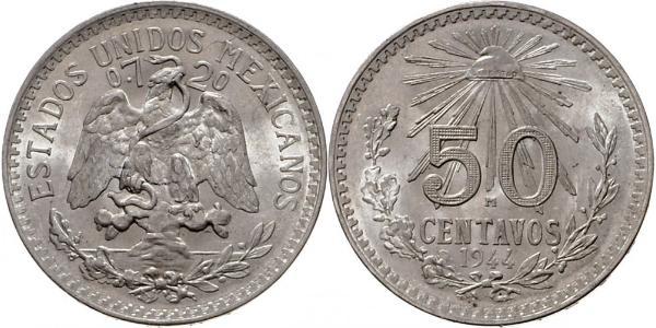 50 Centavo México (1867 - ) Plata 