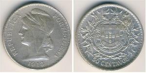 50 Centavo Primera República Portuguesa (1910 - 1926) Plata 