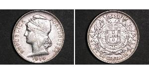 50 Centavo Erste Portugiesische Republik (1910 - 1926) Silber 