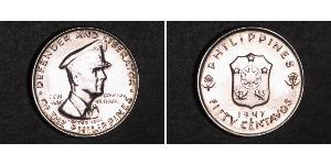 50 Centavo Philippinen Silber Douglas MacArthur (1880 - 1964) 