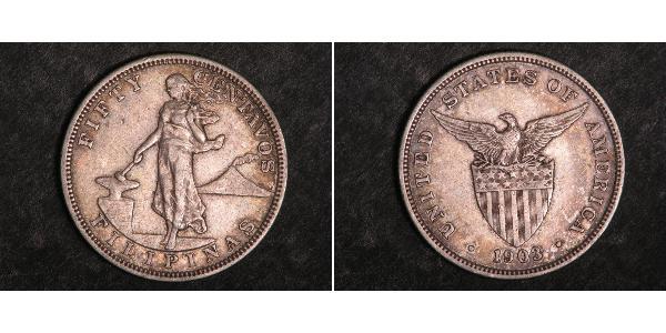 50 Centavo Philippinen Silber 