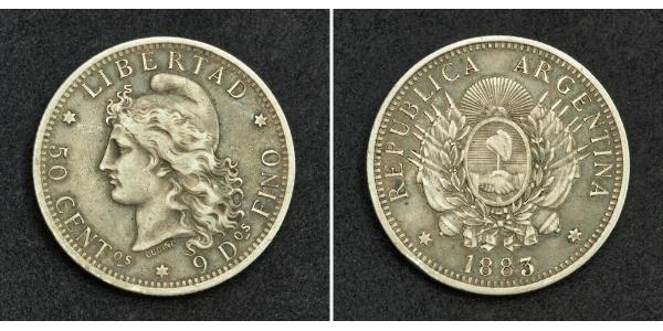 50 Centavo Argentine Republic (1861 - ) Silver 