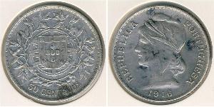 50 Centavo First Portuguese Republic (1910 - 1926) Silver 