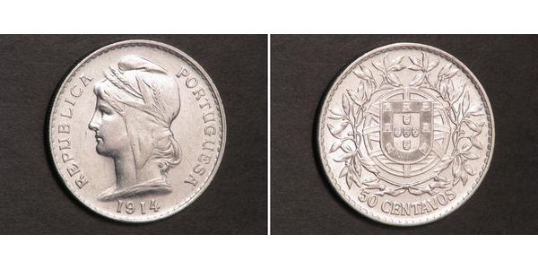 50 Centavo First Portuguese Republic (1910 - 1926) Silver 
