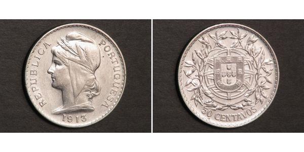 50 Centavo First Portuguese Republic (1910 - 1926) Silver 