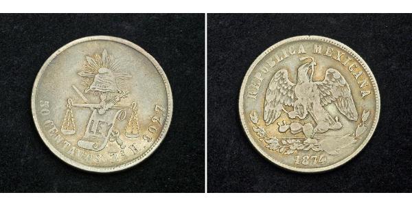 50 Centavo Mexico Silver 