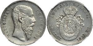 50 Centavo Second Mexican Empire (1864 - 1867) Silver Maximilian I of Mexico (1832 - 1867)