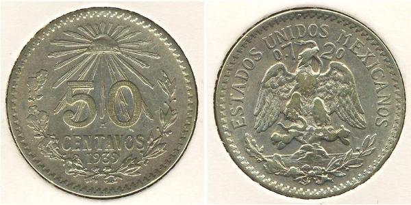 50 Centavo United Mexican States (1867 - ) Silver 