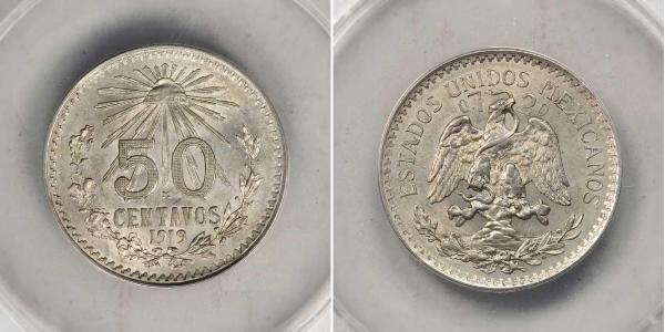 50 Centavo United Mexican States (1867 - ) Silver 